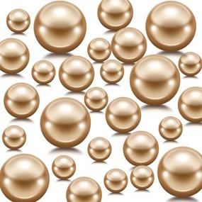 img 4 attached to Hicarer 120 Pieces Pearl Vase Filler Beads: Assorted Gold Round Faux Pearls for Home Wedding Decor, Makeup Brushes Holder, and Vase Decoration – 14/20/30 mm