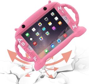 img 1 attached to CHINFAI Kids iPad Case 2017-2018 9.7 inch/iPad Pro/iPad Air 1-2 Cartoon Silicone Protective Cover - Shockproof BPA-Free with Stand and Side Handles (Pink)