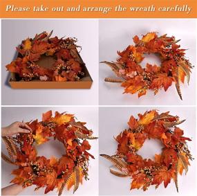 img 1 attached to 🍁 Stunning Fall Decor: 18 Inch Autumn Wreath & Maple Leaf Garland - Perfect for Thanksgiving, Home & Wedding Decorations!