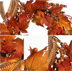 img 2 attached to 🍁 Stunning Fall Decor: 18 Inch Autumn Wreath & Maple Leaf Garland - Perfect for Thanksgiving, Home & Wedding Decorations!