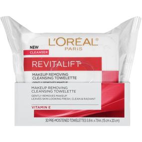 img 3 attached to 😍 L'Oreal Paris Skincare Revitalift Makeup Remover Wipes with Vitamin E, Facial Cleansing Towelettes, Gentle Makeup Remover, Removes Dirt, Sweat, and Makeup, 30 Count