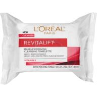 😍 l'oreal paris skincare revitalift makeup remover wipes with vitamin e, facial cleansing towelettes, gentle makeup remover, removes dirt, sweat, and makeup, 30 count logo