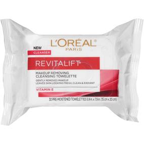 img 4 attached to 😍 L'Oreal Paris Skincare Revitalift Makeup Remover Wipes with Vitamin E, Facial Cleansing Towelettes, Gentle Makeup Remover, Removes Dirt, Sweat, and Makeup, 30 Count