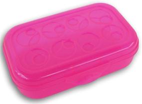 img 1 attached to Circle Patterned Neon Pink Transparent Pencil Box Case with Lid