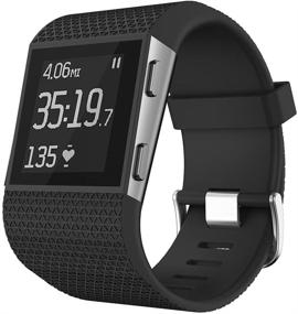 img 2 attached to 📱 Soft Silicone Adjustable Replacement Band with Metal Buckle Clasp for Fitbit Surge - No Tracker Included