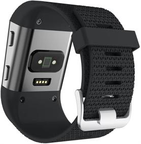 img 1 attached to 📱 Soft Silicone Adjustable Replacement Band with Metal Buckle Clasp for Fitbit Surge - No Tracker Included