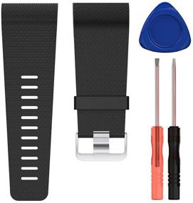 img 3 attached to 📱 Soft Silicone Adjustable Replacement Band with Metal Buckle Clasp for Fitbit Surge - No Tracker Included