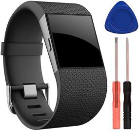 img 4 attached to 📱 Soft Silicone Adjustable Replacement Band with Metal Buckle Clasp for Fitbit Surge - No Tracker Included