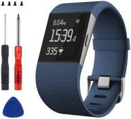 sophili replacement bands compatible for fitbit surge watch with metal buckle fitness wristband strap small large(navy/s) logo