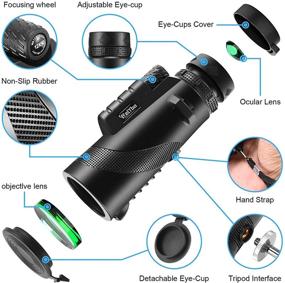 img 1 attached to High Powered Monocular Telescope for Adults - 12X50, Waterproof, BAK4 Prism, 🔭 Ideal for Bird Watching, Wildlife, Camping, and Scenery - Use with Smartphone, by Relybo