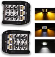 4-дюймовые боковые светильники - дневные ходовые огни dual side yellow driving flood spot cube work light bar с функцией мигающей стробоскопической мигалки - идеально подходят для грузовиков, квадроциклов и лодок логотип