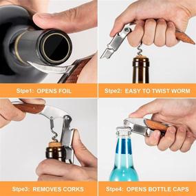 img 2 attached to 🍷 GIFORYA Wine Opener - 3-in-1 Stainless Steel Wine Key with Foil Cutter for Efficient Bottle Opening of Beer and Wine by Waiters, Sommeliers, and Bartenders.