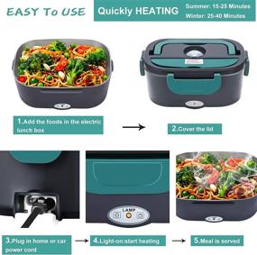 img 2 attached to 🍱 Upgraded Electric Lunch Box Food Warmer - [FASTER] 60W Portable Car & Home Food Heater - Leakproof Lunch Heating Microwave for Truckers with Removable Stainless Steel Container 1.5 L, 110V/12V