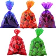 🎃 halloween colored cellophane treat bags - 100 pcs 6x9 inch colorful cello bags for party favors with twist ties - 2.5mil cello bags logo
