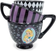 ☕️ silver buffalo alice in wonderland tea cups ceramic mug, 20-ounces, 3d sculpted, black – disney inspired logo