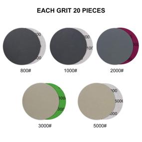 img 1 attached to Poliwell 3 Inch Assorted Grit High Performance Silicon Carbide Wet/Dry Sanding Discs - 100PCS with Shank Pad & Foam Buffering Pad