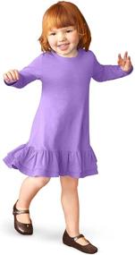 img 4 attached to 👗 Girls' Cotton Short Sleeve A-Line Ruffle Hem Dress – Perfect for School or Everyday Play!