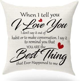 img 4 attached to ❤️ KongMoTree I Love You Linen Pillow Case: Romantic Couple Gift for Home Decor - 18x18 inch