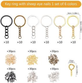 img 3 attached to 🔑 Gukasxi 240 Pieces Split Key Ring with Chain Set – Ultimate Bulk Pack for DIY Resin Jewelry Making & Crafts: Metal Flat Keychain Rings, Open Jump Rings, & Screw Eye Pins in 6 Colors