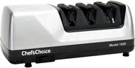 🔪 chef'schoice electric knife sharpener: diamond abrasive, 3-stage, for 15 and 20-degree knives, straight and serrated edges - gray logo