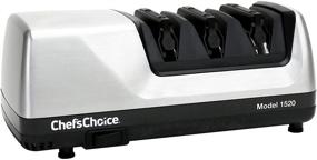 img 4 attached to 🔪 Chef'sChoice Electric Knife Sharpener: Diamond Abrasive, 3-Stage, for 15 and 20-Degree Knives, Straight and Serrated Edges - Gray