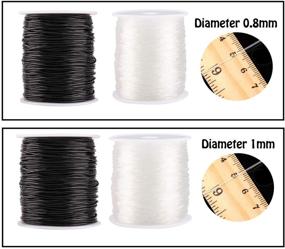 img 2 attached to Clear Elastic Bracelet String Set - 4 Rolls, 0.8mm & 1mm, TuNan Crystal Stretchy Bead String Stretch Cord for Bracelets Beading Jewelry Making - Clear and Black (50/50/55/55 Yards)