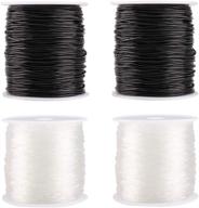 clear elastic bracelet string set - 4 rolls, 0.8mm & 1mm, tunan crystal stretchy bead string stretch cord for bracelets beading jewelry making - clear and black (50/50/55/55 yards) logo