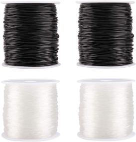 img 4 attached to Clear Elastic Bracelet String Set - 4 Rolls, 0.8mm & 1mm, TuNan Crystal Stretchy Bead String Stretch Cord for Bracelets Beading Jewelry Making - Clear and Black (50/50/55/55 Yards)