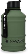 navaris large capacity stainless steel water bottle - 75oz (2.2l) single-walled big metal drinking bottle for sports, camping, gym - more than half gallon size logo