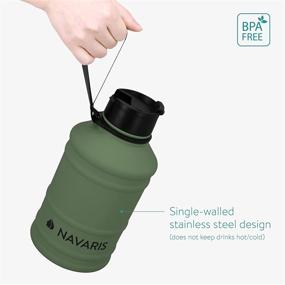 img 1 attached to Navaris Large Capacity Stainless Steel Water Bottle - 75oz (2.2L) Single-Walled Big Metal Drinking Bottle for Sports, Camping, Gym - More Than Half Gallon Size