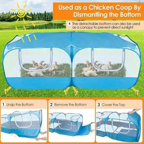 img 2 attached to 🏞️ Lukovee Small Animals Playpen: Portable Large Chicken Run & Pet Enclosure with Detachable Bottom & Breathable Transparent Mesh Walls - Ideal for Puppy, Kitten, Rabbits - Indoor/Outdoor Yard Playing - Foldable Design
