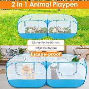 img 3 attached to 🏞️ Lukovee Small Animals Playpen: Portable Large Chicken Run & Pet Enclosure with Detachable Bottom & Breathable Transparent Mesh Walls - Ideal for Puppy, Kitten, Rabbits - Indoor/Outdoor Yard Playing - Foldable Design