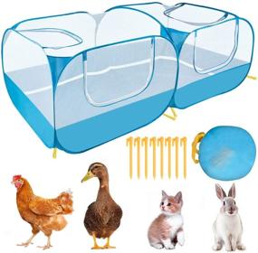 img 4 attached to 🏞️ Lukovee Small Animals Playpen: Portable Large Chicken Run & Pet Enclosure with Detachable Bottom & Breathable Transparent Mesh Walls - Ideal for Puppy, Kitten, Rabbits - Indoor/Outdoor Yard Playing - Foldable Design