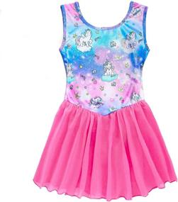 img 4 attached to 🦄 Nidoul Sparkly Unicorn Rainbow Skirted Dance Ballet Dress - Gymnastics Leotards Dress for Toddler/Girls