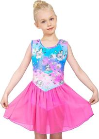 img 2 attached to 🦄 Nidoul Sparkly Unicorn Rainbow Skirted Dance Ballet Dress - Gymnastics Leotards Dress for Toddler/Girls