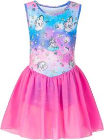 img 3 attached to 🦄 Nidoul Sparkly Unicorn Rainbow Skirted Dance Ballet Dress - Gymnastics Leotards Dress for Toddler/Girls