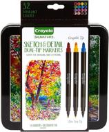 🖍️ crayola sketch & detail dual-tip markers - 16 count, fine and brush tips - perfect gift logo