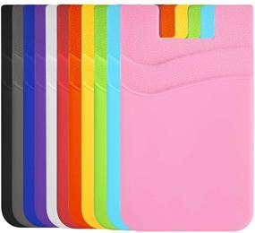 img 4 attached to 📱 Smartphone Stick-on Card Holder: Adhesive Silicone Wallet Sleeve Pocket for ID, Credit Cards - Universal Back of Phone Card Holder for All Mobile Devices