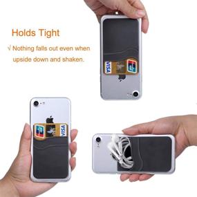 img 2 attached to 📱 Smartphone Stick-on Card Holder: Adhesive Silicone Wallet Sleeve Pocket for ID, Credit Cards - Universal Back of Phone Card Holder for All Mobile Devices