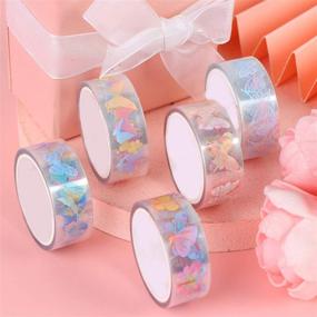 img 2 attached to 🦋 10 Rolls Waterproof Plastic Tape - Cute 15mm Wide Self-Adhesive Tape with Butterfly and Fruits Pattern - Masking Clear Printed Sticker - Lovely Gift for Scrapbook, Bullet Journal, Planner, Arts & Crafts - 65.6 Ft