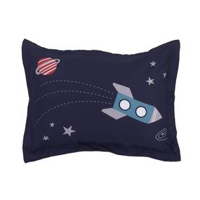 img 1 attached to 🌌 Out of This World Navy & Orange Twin Bedding Set - Comforter & Pillow Sham Bundle