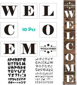 img 4 attached to 🎨 MX-Amigo 10-Piece Set: Large Hotel Welcome Sign Stencils – Set of 8 Individual Stencils for Creating DIY Welcome Sign + 2-Piece Letter and Number Stencils Alphabet Stencil Kit