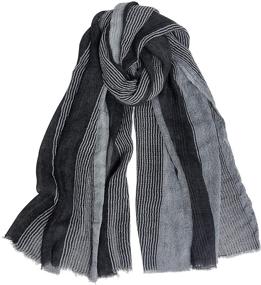 img 3 attached to 🧣 GERINLY Cotton Linen Scarves Stripe Crinkle: Stylish Men's Accessories and Scarves for Any Occasion