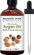 majestic pure moroccan argan oil: versatile beauty solution for hair, face, nails, beard & cuticles - men and women - 100% pure & natural, 4 fl oz logo