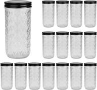 🍯 qappda wide mouth mason jars 16oz - set of 16 | glass canning jars with lids for pickles, kitchen storage, spice, honey, caviar and more логотип