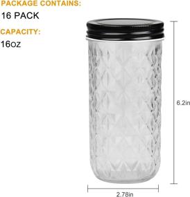 img 3 attached to 🍯 QAPPDA Wide Mouth Mason Jars 16oz - Set of 16 | Glass Canning Jars with Lids for Pickles, Kitchen Storage, Spice, Honey, Caviar and More