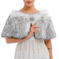 victray women's wedding faux fur shawl for bride and bridesmaids - elegant gray sleeveless fur stole for winter cover-up logo