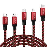 🔌 xiae 5pack nylon braided micro usb cable set - fast charging android charger for samsung galaxy, lg, htc and more (red, 3/3/6/6/10ft) logo