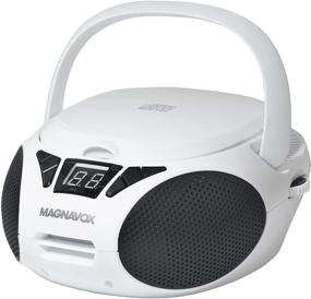 img 4 attached to 🎶 White and Black Magnavox MD6924-WH Portable Top Loading CD Boombox with AM/FM Stereo Radio, CD-R/CD-RW Compatibility, LED Display, Support for AUX Port, and Programmable CD Player