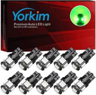 🚗 yorkim 194 green led bulbs – super bright t10 5th gen leds for car interior, dome, map, door lights – pack of 10 logo